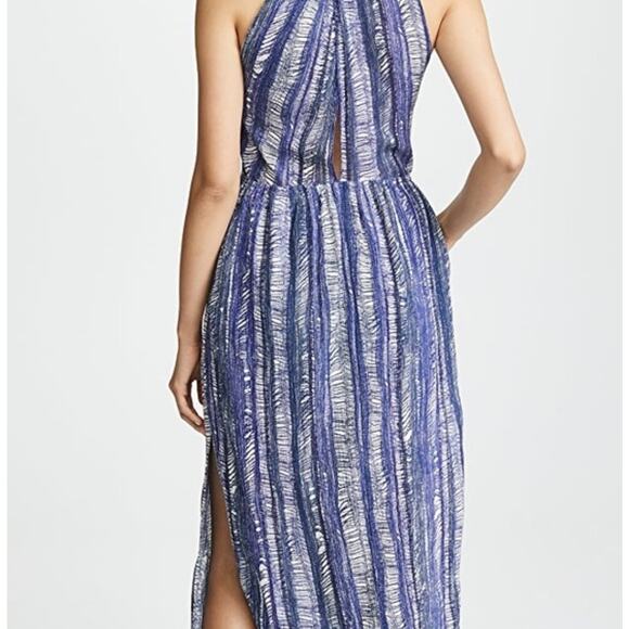 Raquel Allegra Spring 2018 Designer Blue Cotton Linen Midi Tank Dress 0 - Picture 2 of 11